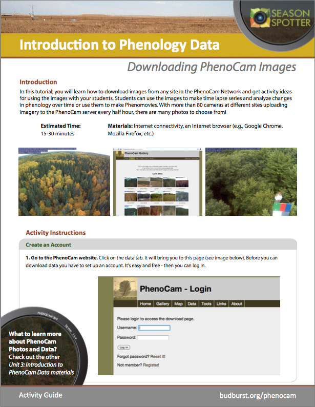 Phenology 101: Downloading PhenoCam Images