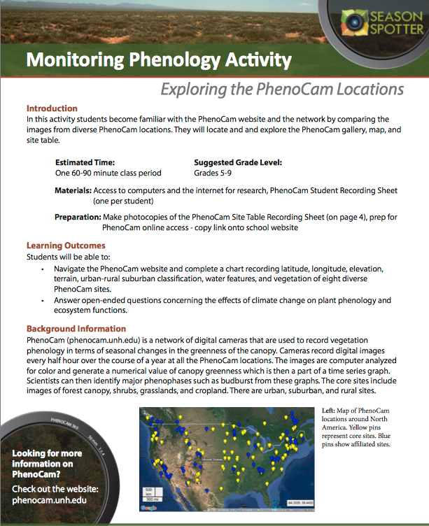 Phenology 101 Activity: Exploring PhenoCam Locations